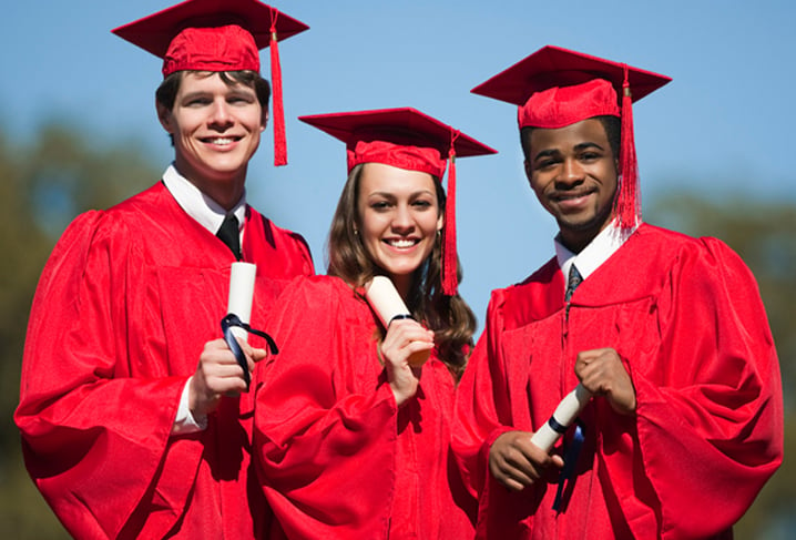 University students smiling