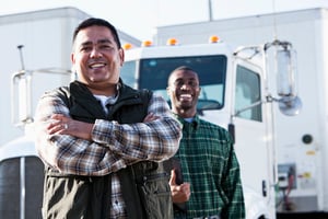 Diverse truck drivers smiling