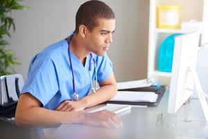 Nursing student comparing information online